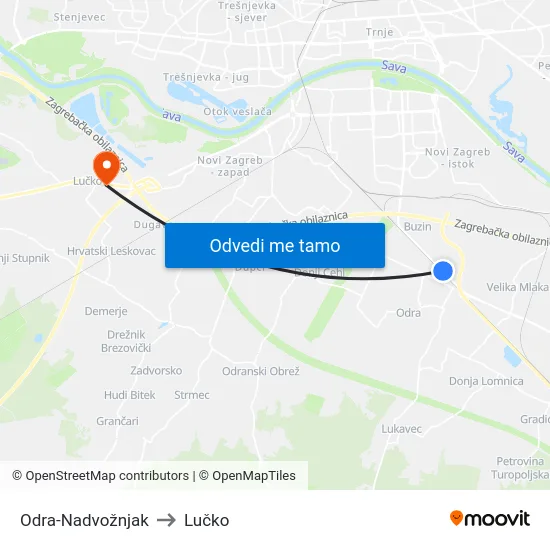 Odra-Nadvožnjak to Lučko map