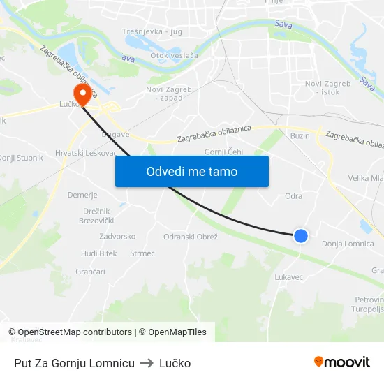 Put Za Gornju Lomnicu to Lučko map