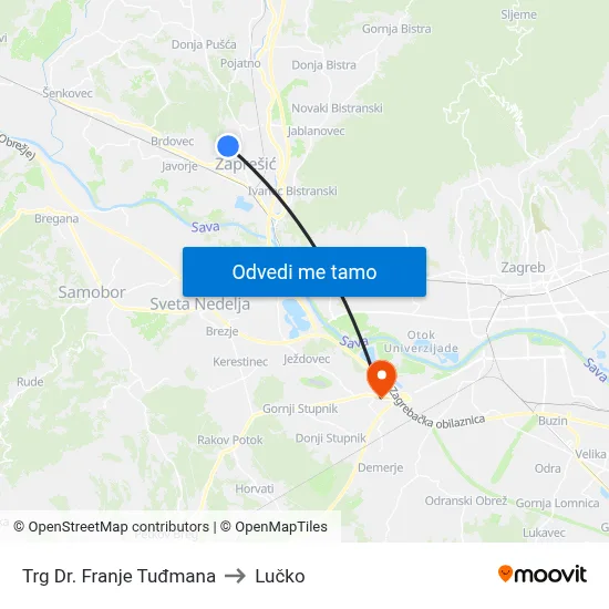 Trg Dr. Franje Tuđmana to Lučko map