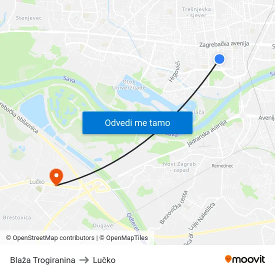 Blaža Trogiranina to Lučko map