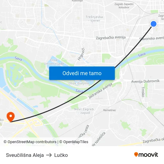 Sveučilišna Aleja to Lučko map