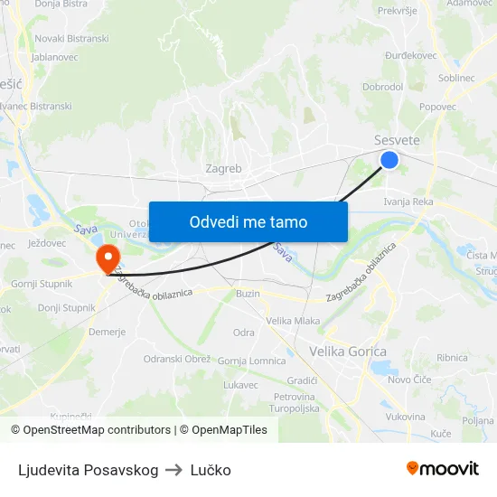 Ljudevita Posavskog to Lučko map