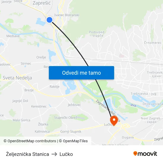 Željeznička Stanica to Lučko map