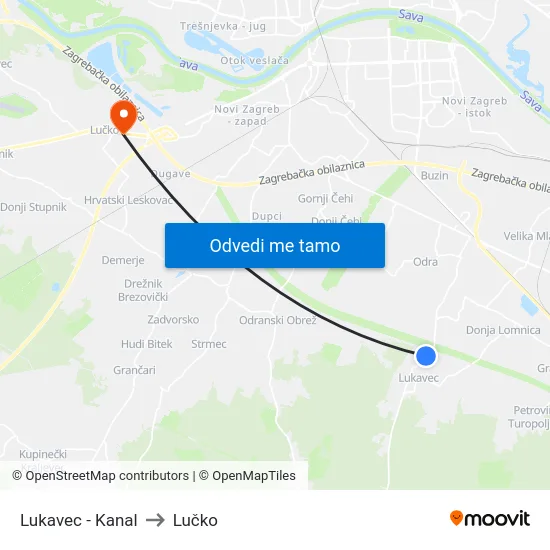 Lukavec - Kanal to Lučko map