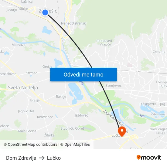 Dom Zdravlja to Lučko map