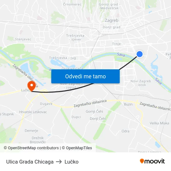 Ulica Grada Chicaga to Lučko map