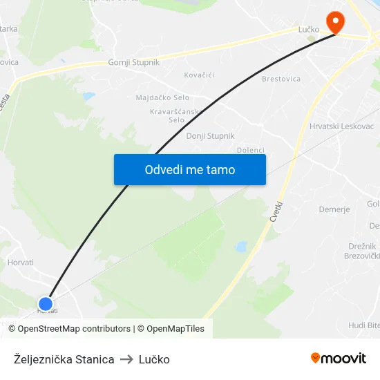 Željeznička Stanica to Lučko map