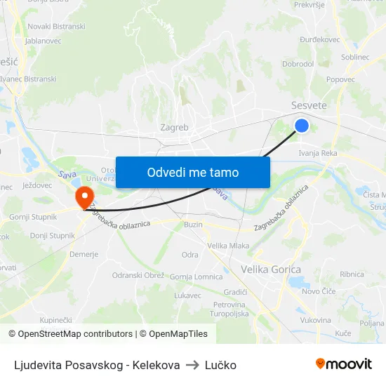 Ljudevita Posavskog - Kelekova to Lučko map