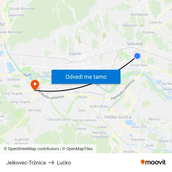 Jelkovec-Tržnica to Lučko map