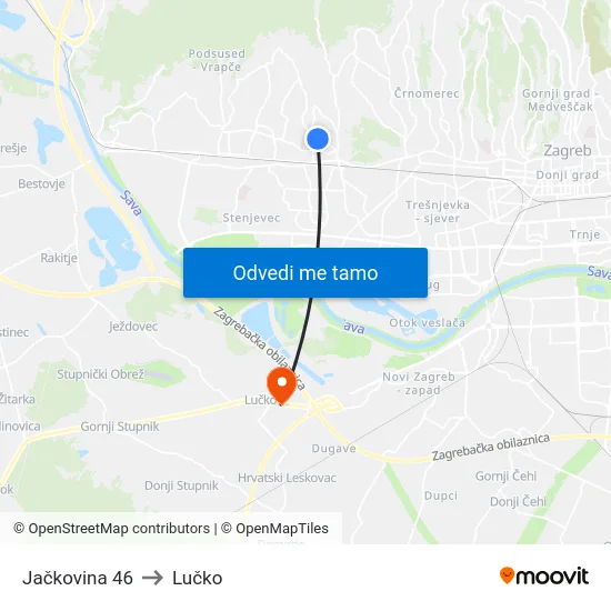 Jačkovina 46 to Lučko map