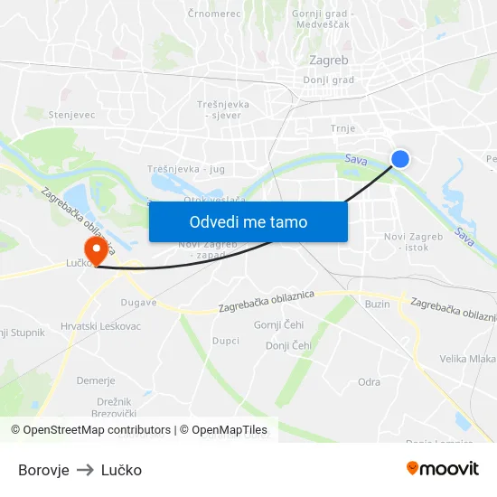 Borovje to Lučko map