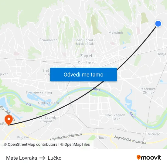 Mate Lovraka to Lučko map