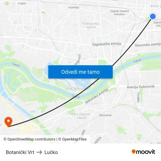 Botanički Vrt to Lučko map