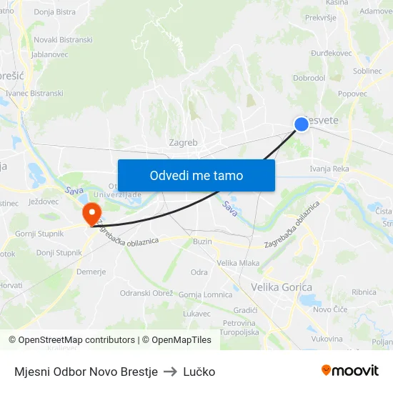 Mjesni Odbor Novo Brestje to Lučko map