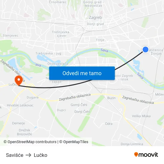 Savišće to Lučko map