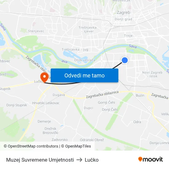 Muzej Suvremene Umjetnosti to Lučko map