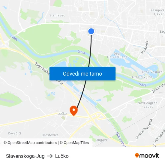 Slavenskoga-Jug to Lučko map