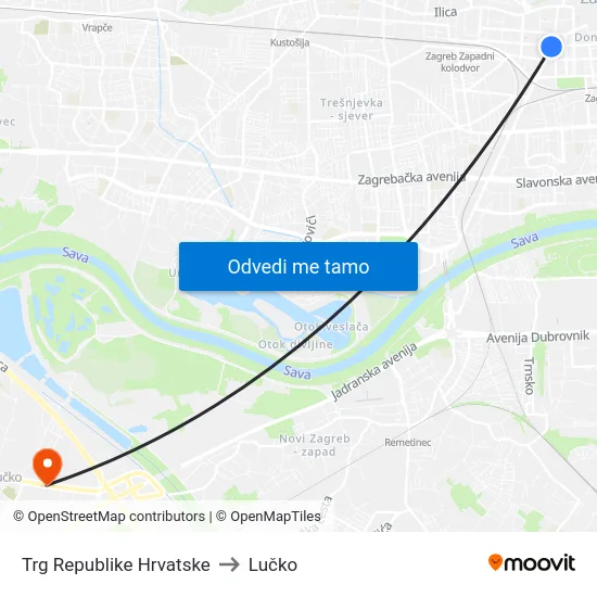 Trg Republike Hrvatske to Lučko map