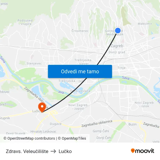 Zdravs. Veleučilište to Lučko map