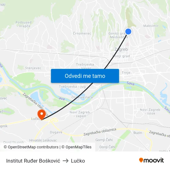 Institut Ruđer Bošković to Lučko map