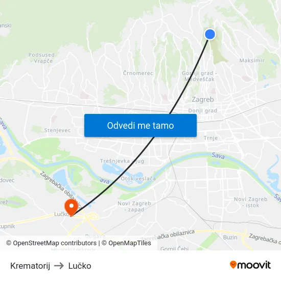 Krematorij to Lučko map