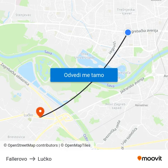 Fallerovo to Lučko map