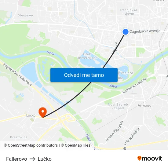 Fallerovo to Lučko map