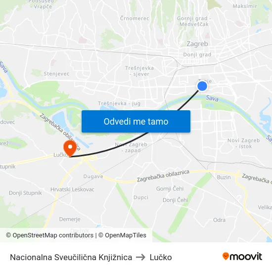 Nacionalna Sveučilična Knjižnica to Lučko map