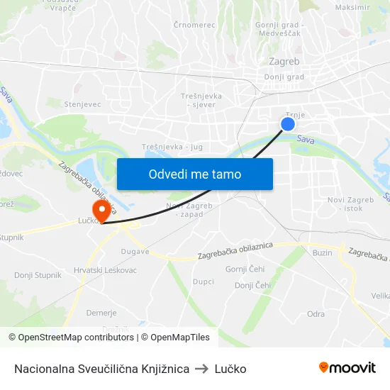 Nacionalna Sveučilična Knjižnica to Lučko map