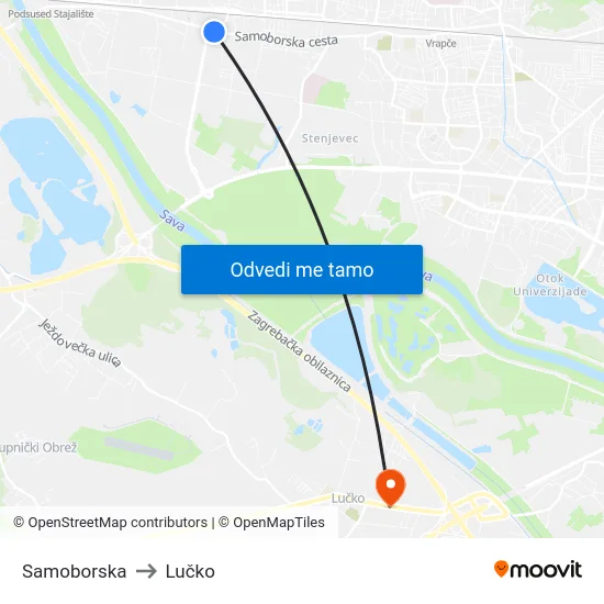 Samoborska to Lučko map