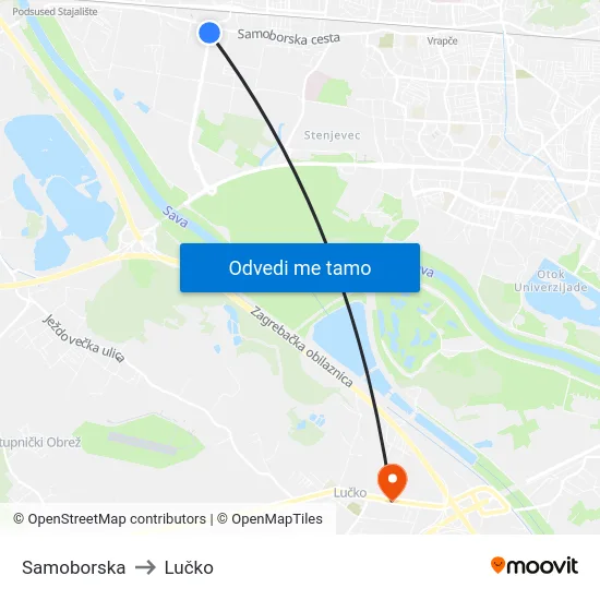 Samoborska to Lučko map