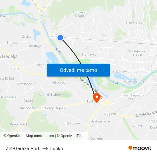 Zet-Garaža Pod. to Lučko map