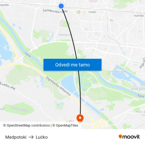 Medpotoki to Lučko map