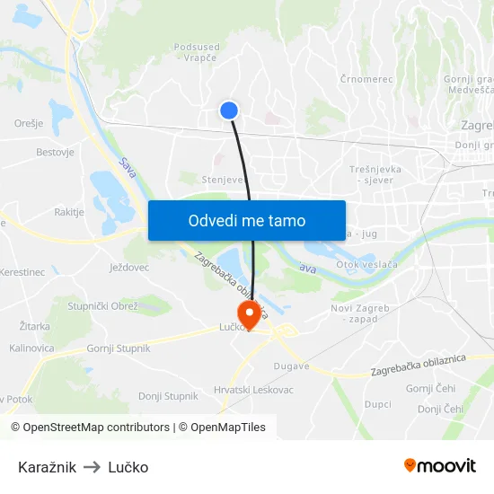 Karažnik to Lučko map