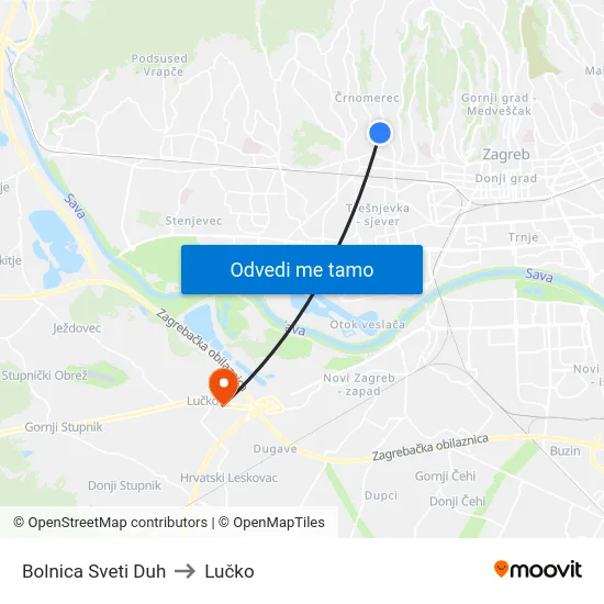 Bolnica Sveti Duh to Lučko map