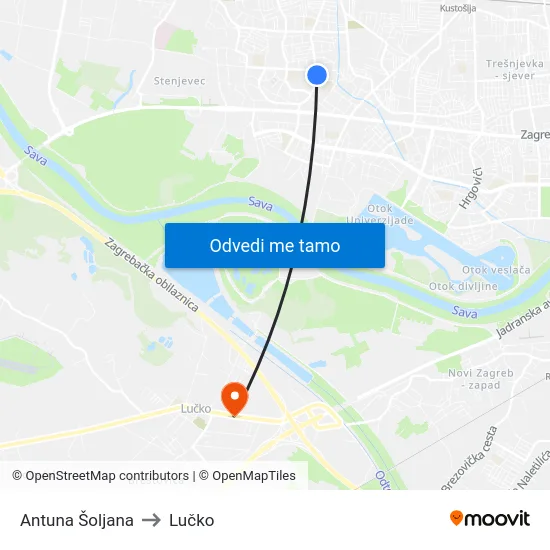 Antuna Šoljana to Lučko map