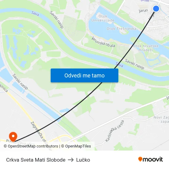 Crkva Sveta Mati Slobode to Lučko map
