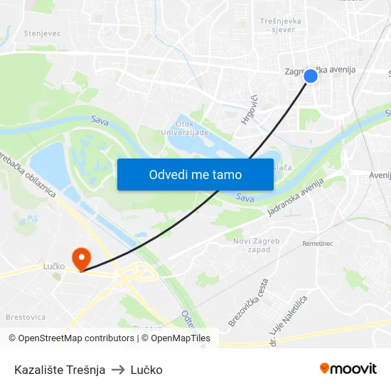 Kazalište Trešnja to Lučko map