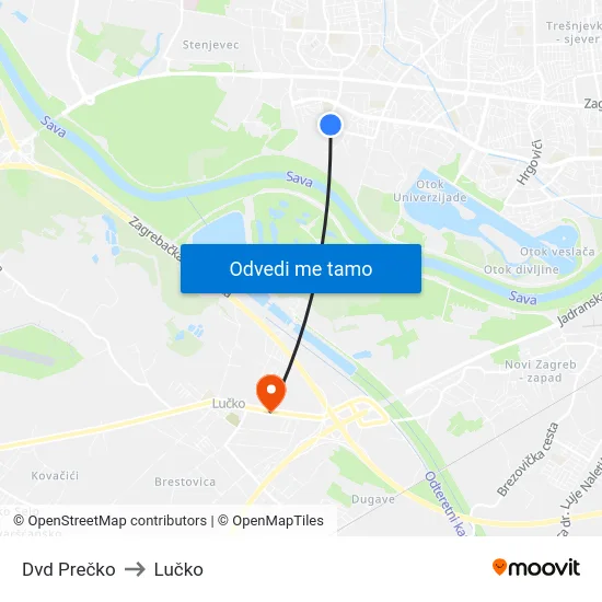 Dvd Prečko to Lučko map