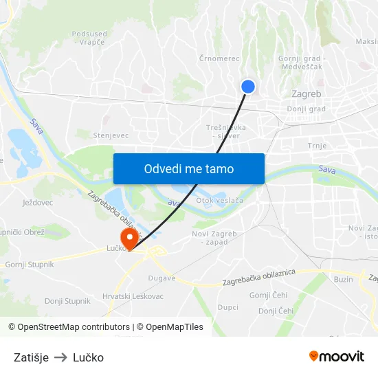 Zatišje to Lučko map