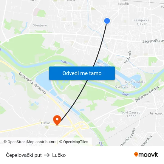 Čepelovački put to Lučko map