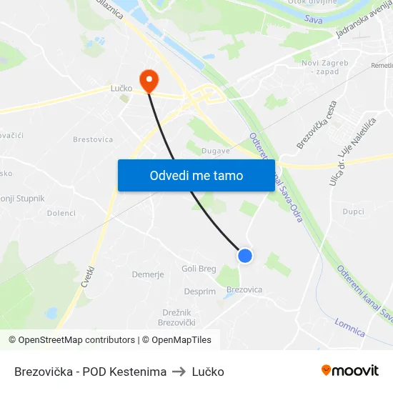 Brezovička - POD Kestenima to Lučko map
