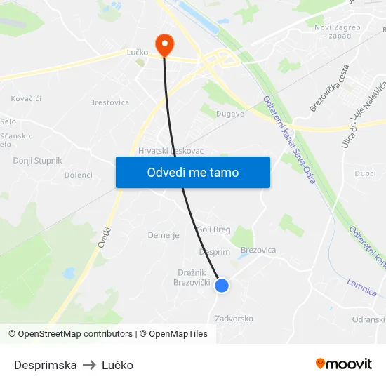 Desprimska to Lučko map