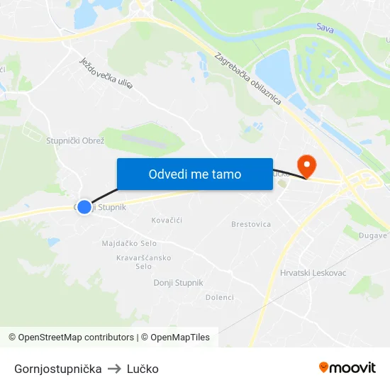 Gornjostupnička to Lučko map