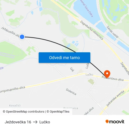 Ježdovečka 16 to Lučko map