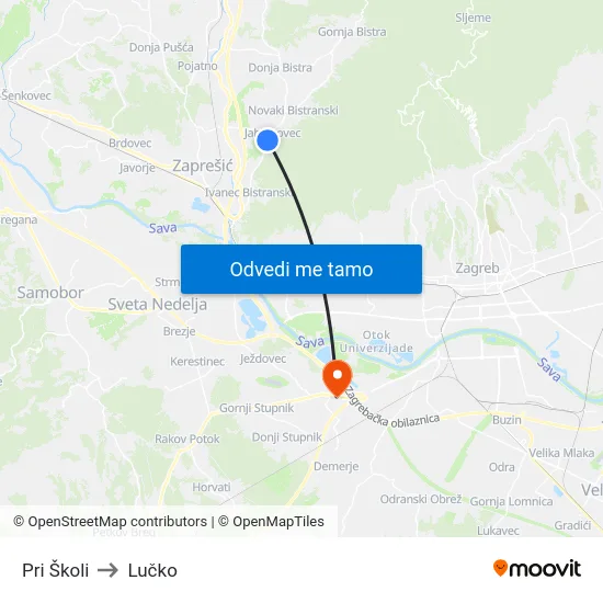 Pri Školi to Lučko map