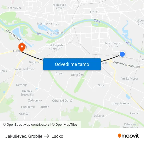 Jakuševec, Groblje to Lučko map