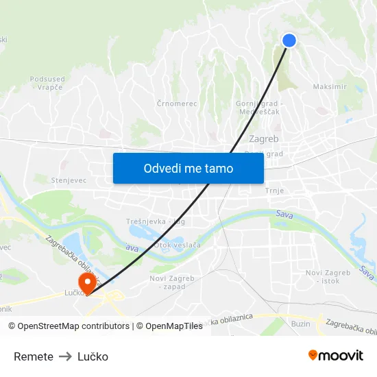 Remete to Lučko map