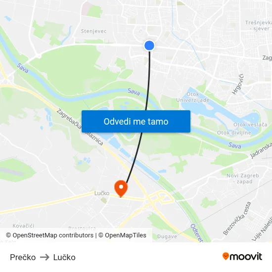 Prečko to Lučko map