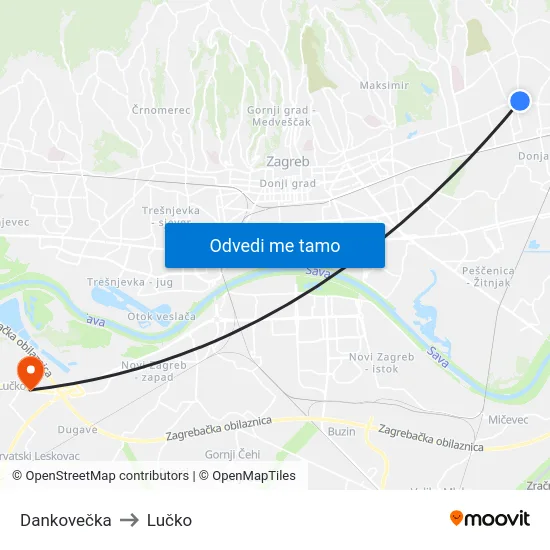 Dankovečka to Lučko map